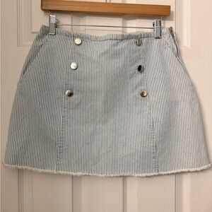 NWT Zara blue and white striped skirt Sz L